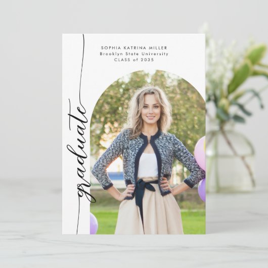 Moderne legant Arch 2 Foto Afstuderen Afstuderen Aankondiging (Staand voorkant)