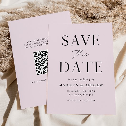 Moderne legant Lavender QR Code Save The Date