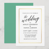 Moderne legante kalligrafie Neo Mint Gold Kaart (Voorkant / Achterkant)