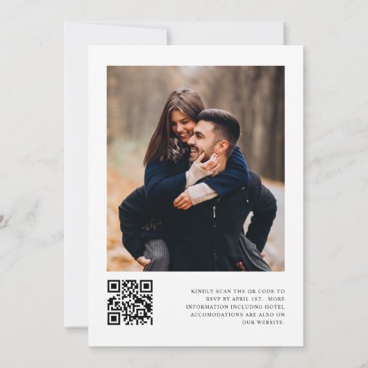 Moderne legante minimalistische QR-code - bruiloft Kaart (Achterkant)