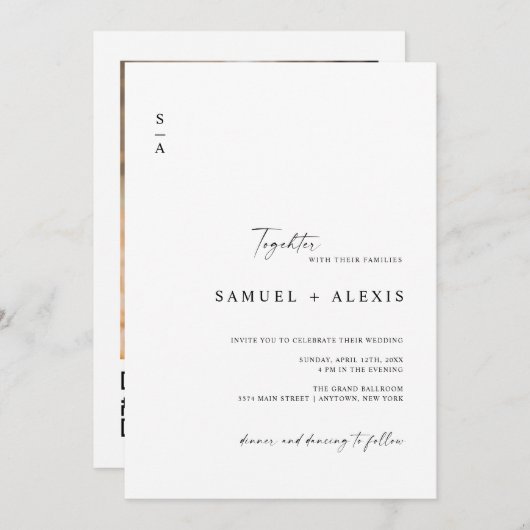 Moderne legante minimalistische QR-code - bruiloft Kaart (Voorkant / Achterkant)