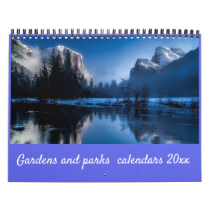 Moderne legante Script Gardens and Parks 20xx Kalender