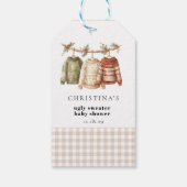 Moderne lelijke wintertrui Baby shower Cadeaulabel (Achterkant)