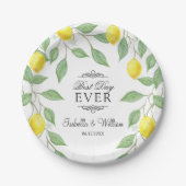 Moderne Lemon Boho Zomer Bruiloft Papieren Bordje (Voorkant)