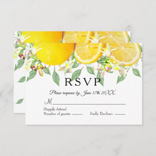 Moderne Lemon Boho Zomer Bruiloft RSVP (Voorkant / Achterkant)