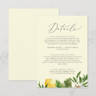 Moderne Lemon Garden Yellow Details Enclosure Kaar Informatiekaartje