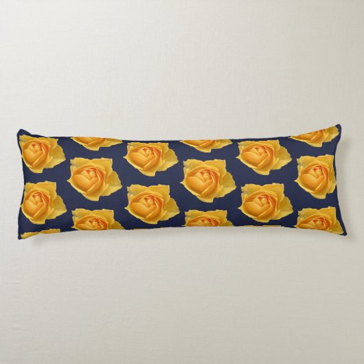 Moderne Lemon Yellow Roses & Navy Initiaal Letter Lichaamskussen (Achterkant)
