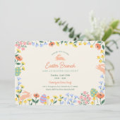 Moderne lente bloemenpaas brunch kaart (Staand voorkant)