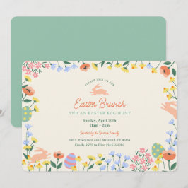 Moderne lente bloemenpaas brunch kaart