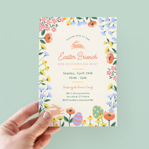 Moderne lente bloemenpaas brunch kaart