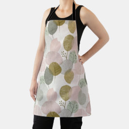 Moderne lente botanische all-over print apron schort