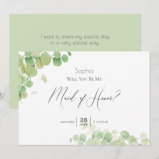 Moderne Lente Eucalyptus Getuige Kaart (Voorkant / Achterkant)