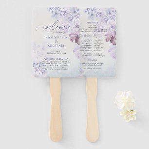 Moderne lente paarse floral boho bruiloft fan handwaaier