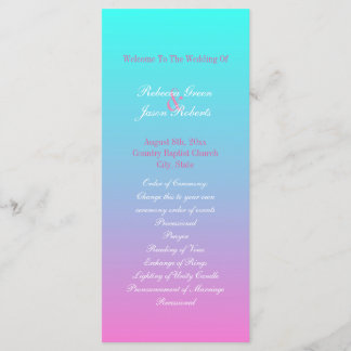 Moderne lente roze turquoise ombre huwelijksprogra programma