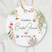 Moderne lente wilde bloemen script bruidsdouche bedankjes labels (Voorkant)