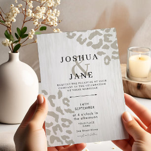 Moderne Leopard Print Neutrale bruiloft Kaart
