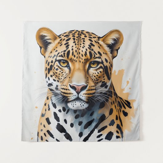 Moderne Leopard schilderij Wild Art Wandkleed (Voorkant)