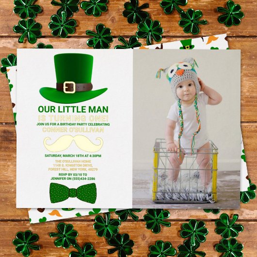 Moderne Leprechaun St. Patrick's Day Verjaardagsfo Folie Uitnodiging