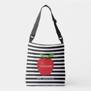 Moderne leraar Red Apple horizontale streep Crossbody Tas