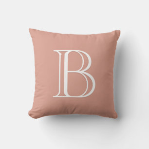 Moderne Letter Monogram Initiaal Roze & Wit Kussen