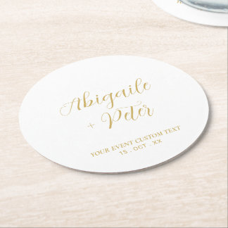 Moderne Lettering Koppels Naam Feest Event Ronde Kartonnen Onderzetter