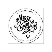 Moderne Lettering Prettig Kerstfeest Rubberstempel (Afrduk)