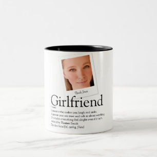 Moderne leuk vriendin definitie foto tweekleurige koffiemok