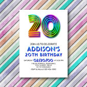 Moderne Leuke 20e Verjaardag uitnodiging