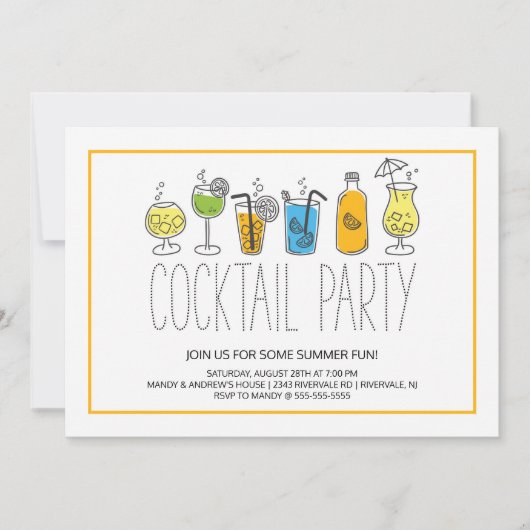 Moderne leuke cocktailparty kaart (Voorkant)
