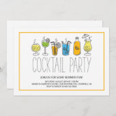 Moderne leuke cocktailparty kaart (Voorkant / Achterkant)