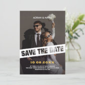 Moderne leuke foto bruiloft save the date (Staand voorkant)