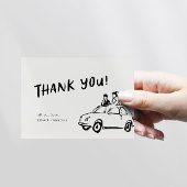 Moderne leuke funky retro bruiloft bedankkaart