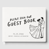 Moderne leuke funky retro bruiloft gastenboek (Voorkant)