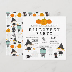 Moderne leuke gezellige familie Halloweenfeest uit Kaart