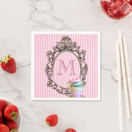 Moderne leuke girly strepen  partij monogram servetten (Insitu)