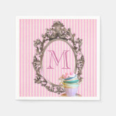 Moderne leuke girly strepen  partij monogram servetten (Voorkant)