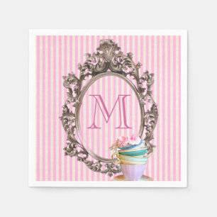 Moderne leuke girly strepen  partij monogram servetten