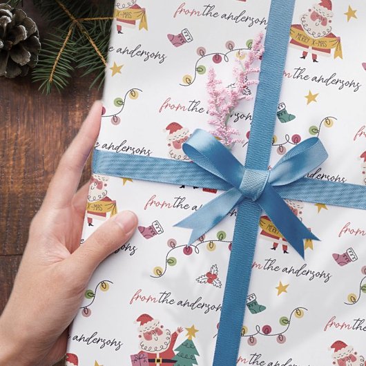 Moderne Leuke Kerstman Kerstmis Patroon Aangepaste Cadeaupapier