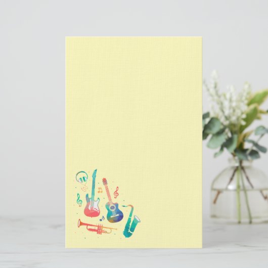 Moderne leuke muziekinstrumenten briefpapier (Staand voorkant)