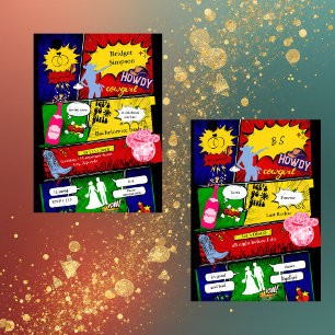 Moderne leuke retro comic Bachelorette Cowgirl