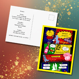 Moderne leuke retro comic Bachelorette Cowgirl Briefkaart