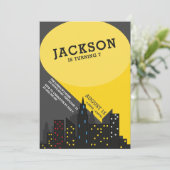 Moderne leuke superheld jongens verjaardag kaart (Staand voorkant)