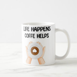 Moderne Leuke Trendy Typografie Leven Gebeurt Koffiemok