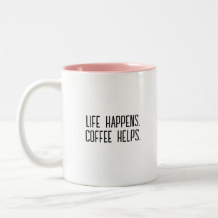 Moderne Leuke Trendy Typografie Leven Gebeurt Zegg Tweekleurige Koffiemok