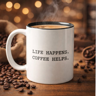 Moderne Leuke Trendy Typografie Leven Gebeurt Zegg Tweekleurige Koffiemok