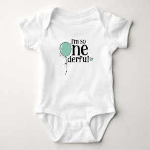 Moderne Leuke Turquoise Ballon Onederful Verjaarda Romper