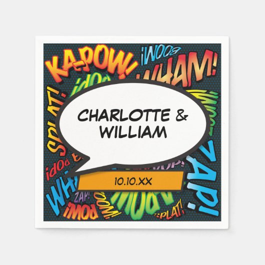 Moderne Leuke Typografische Comic Book Speech Bubb Servet (Voorkant)
