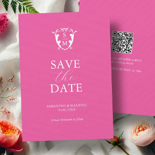 Moderne Levendig Roze Minimaal Trouwdatum Reserver Save The Date
