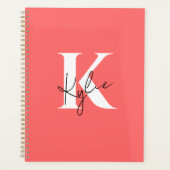 Moderne Levendige Gepersonaliseerde Naam Monogram  Planner (Voorkant)
