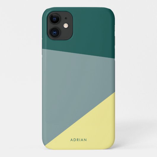 Moderne, levendige groene munt & geel geometrisch Case-Mate iPhone case (Achterkant)